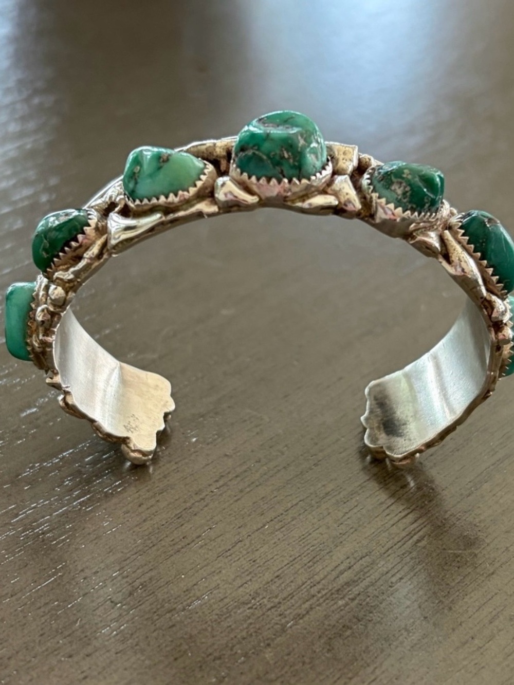 Vintage Indian Sterling Silver Turquoise Stone Cuff Bracelet - Picture 4 of 5